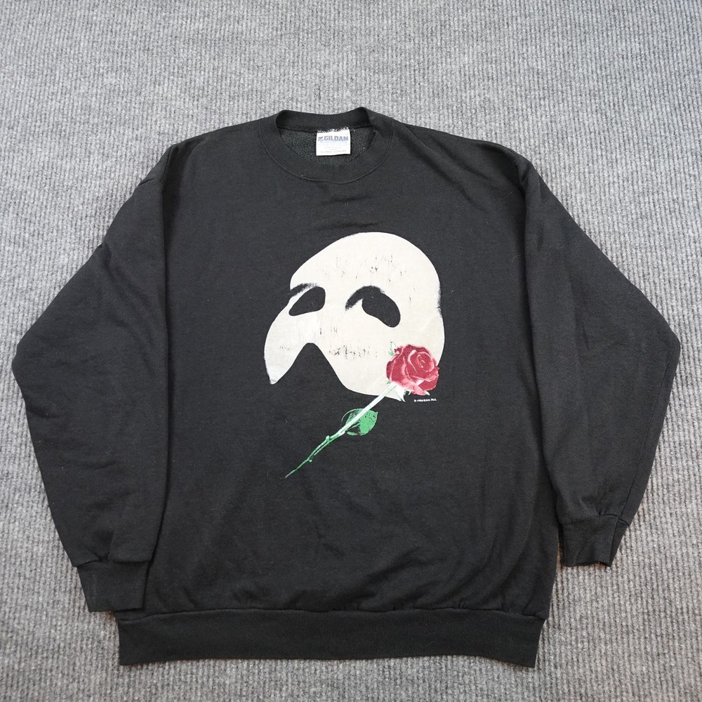 Vintage Phantom Of The Opera Sweatshirt Mens XL Black Fleece Pullover 90s Gildan